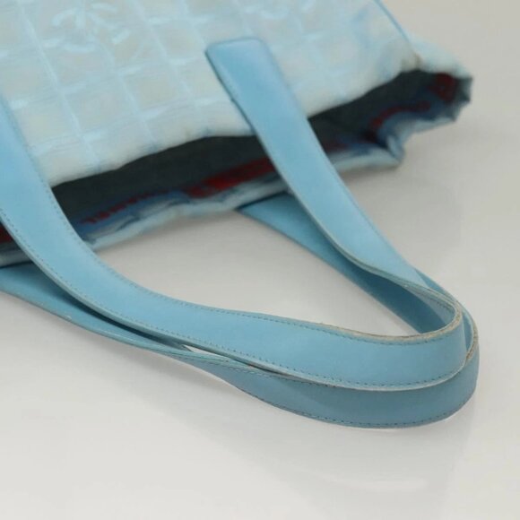 CHANEL New Travel line Tote Bag Nylon Light Blue Silver CC Auth - Picture 8 of 16